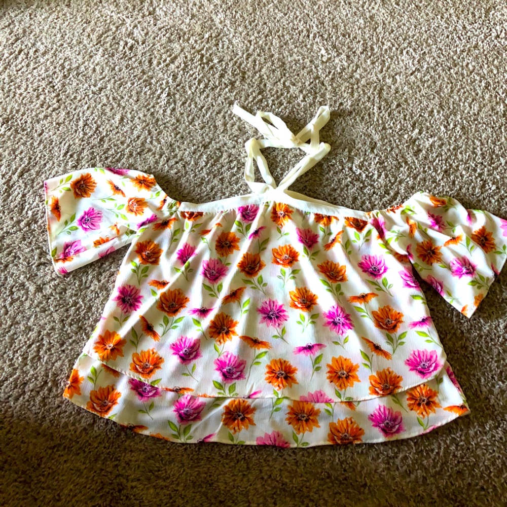 Floral off the should blouse